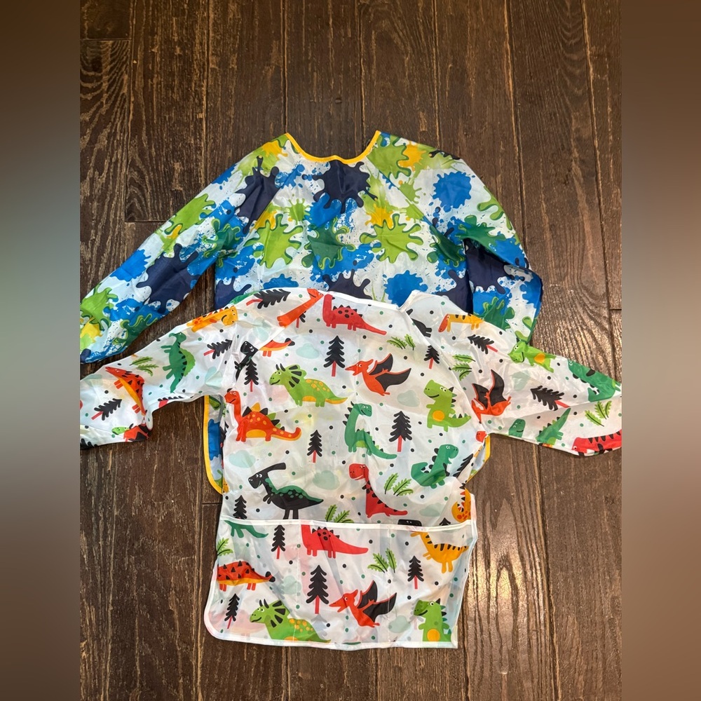Colorful Dinosaur and Paint Splatter painting/craft smocks